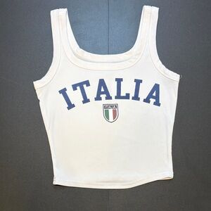 Italia White Ribbed Tank Top